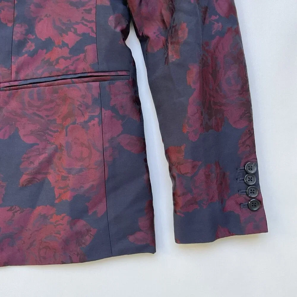 Guess Men’s Jacquard Floral Blazer Allover Floral Printed Size S